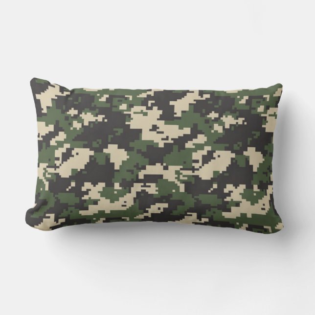 Groen Digitaal Camouflagepatroon Kussen (Voorkant)
