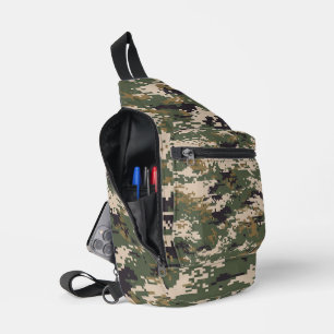 Groen Digitaal Camouflagepatroon Sling Bag