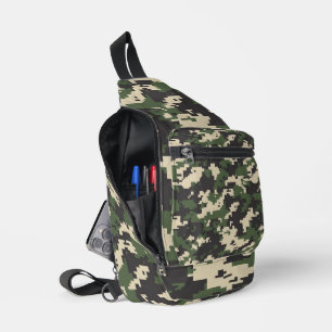 Groen Digitaal Camouflagepatroon Sling Bag