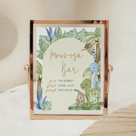 Groen Dinosaur Baby shower Moeder Osa Bar Poster