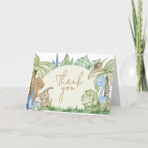 Groen Dinosaurus Baby shower Bedankkaart