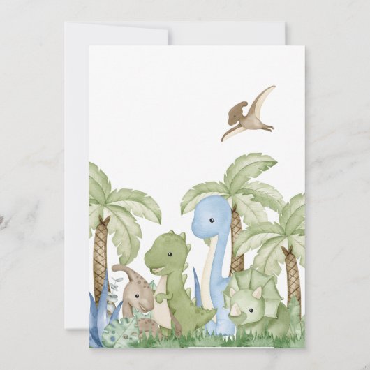 Groen Dinosaurus Baby shower Kaart (Achterkant)