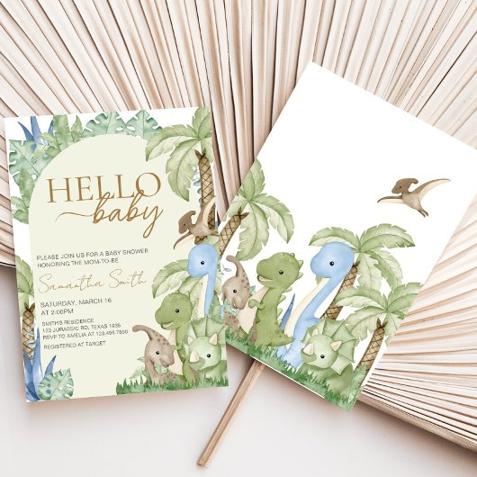 Groen Dinosaurus Baby shower Kaart