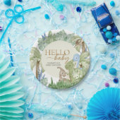 Groen Dinosaurus Baby shower Papieren Bordje (Feest)