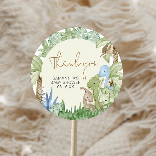 Groen Dinosaurus Baby shower Ronde Sticker