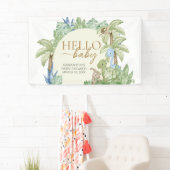 Groen Dinosaurus Baby shower Spandoek (Insitu)