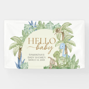Groen Dinosaurus Baby shower Spandoek