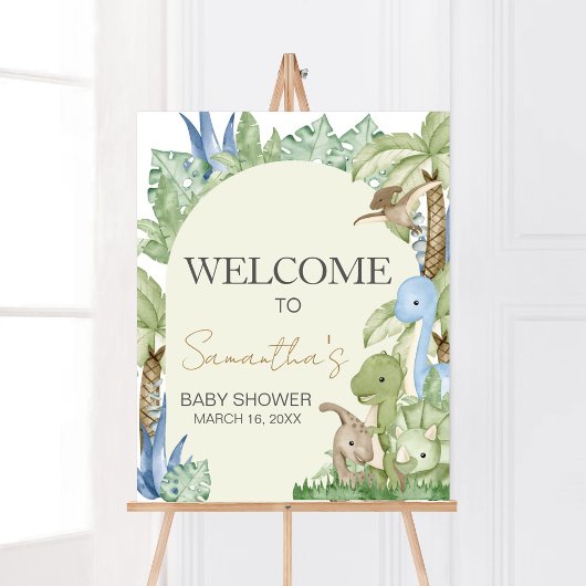 Groen Dinosaurus Baby shower Welkom Poster