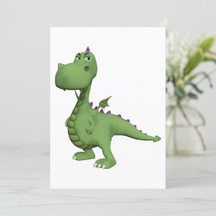 Groen dinosauruspersonage met paarse stekels kaart