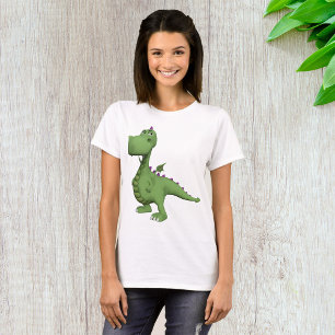 Groen dinosauruspersonage met paarse stekels t-shirt