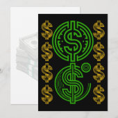 Groen dollarsymbool - gouden dollarpictogram kaart (Voorkant / Achterkant)
