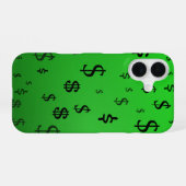 Groen dollarteken iPhone 16 hoesje (Achterkant horizontaal)