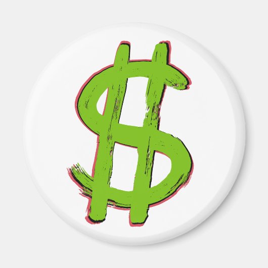 Groen dollarteken magneet (Voorkant)