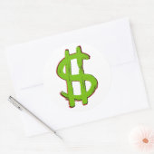 Groen dollarteken ronde sticker (Envelop)