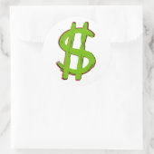 Groen dollarteken ronde sticker (Tas)
