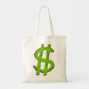 Groen dollarteken tote bag