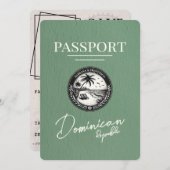 Groen Dominicaanse Republiek paspoort Bewaar de da Save The Date (Voorkant / Achterkant)