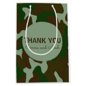 Groen & Donker Bruin Camouflage Dank u Medium Cadeauzakje (Voorkant)