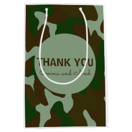 Groen & Donker Bruin Camouflage Dank u Medium Cadeauzakje