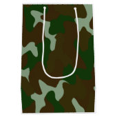 Groen & Donker Bruin Camouflage Dank u Medium Cadeauzakje (Achterkant)