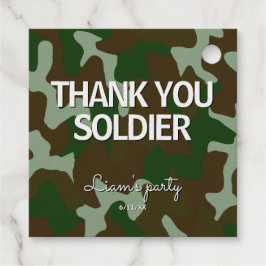 Groen & Donker Bruin Camouflage Dank u Soldaat Bedankjes Labels
