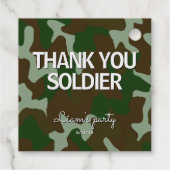 Groen & Donker Bruin Camouflage Dank u Soldaat Bedankjes Labels (Achterkant)