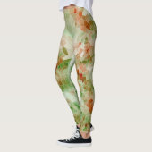 Groen & Donker Oranje Crystal Geometrisch Ontwerp Leggings (Links)