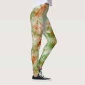 Groen & Donker Oranje Crystal Geometrisch Ontwerp Leggings (Rechts)