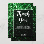 Groen donker sparkles Sweet 16 elegant script Bedankkaart (Voorkant / Achterkant)