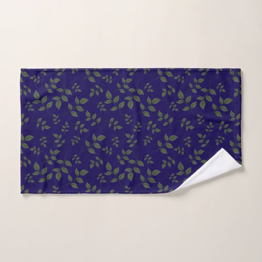 Groen donkerblauw groen patroon bladeren bad handdoek (Handdoek)