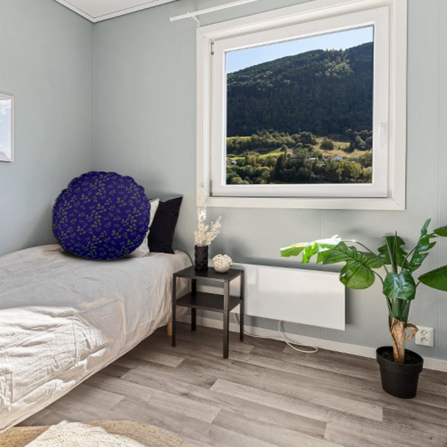 Groen donkerblauw patroon bladeren rond kussen (Creator heeft geüpload)