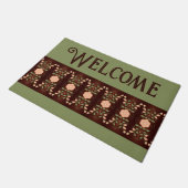 Groen donkerbruin en peach deurmat (Schuin)