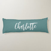 Groen donkercyaan naamscript lichaamskussen (Achterkant)