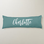 Groen donkercyaan naamscript lichaamskussen (Voorkant)