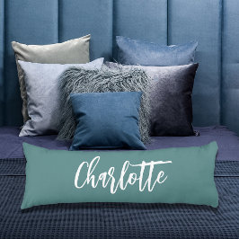 Groen donkercyaan naamscript lichaamskussen