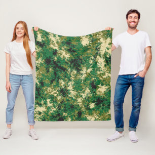 Groen donkergrijs en beige ontwerp fleece deken