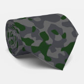 Groen, donkergrijs en zwart camouflagepatroon stropdas (Opgerold)