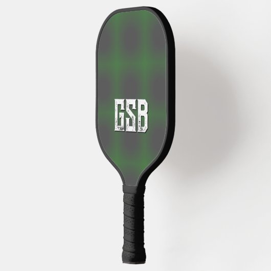 Groen Donkergrijs Gradient Bold Grunge Monogram Pickleball Paddle (Links)