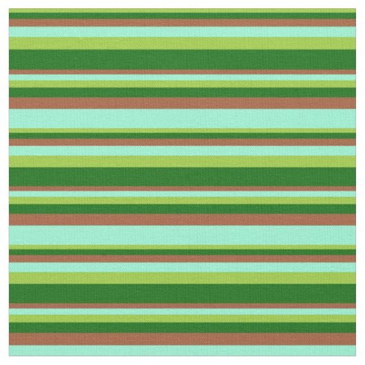 Groen, donkergroen, Sienna & Aquamarine Pattern Stof (Close Up)