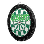 Groen, Donkergroen, Zwart en Wit Aangepaste Tekst Dartbord (Voorkant Rechts)