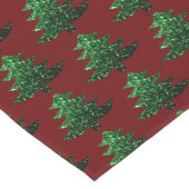 Groen donkerrood patroon met dunne kerstboom korte tafelloper (Hoek)