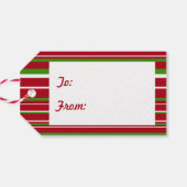 Groen, donkerrood, wit gestreepte Kerstmis Cadeaulabel (Achterkant Horizontaal)