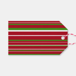 Groen, donkerrood, wit gestreepte Kerstmis Cadeaulabel