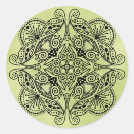 Groen doodle ontwerp ronde sticker (Voorkant)