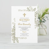 groen doop spaanse uitnodiging (Staand voorkant)