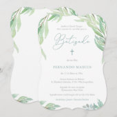 Groen doopfeest voor jongen in het Portugees Kaart (Voorkant / Achterkant)