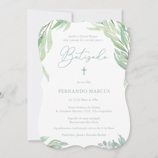 Groen doopfeest voor jongen in het Portugees Kaart (Voorkant)