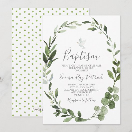 groen doopsel kaart (Voorkant / Achterkant)