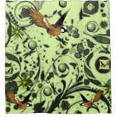 Groen douwergordijn voor wilde vogels douchegordijn (Voorkant)