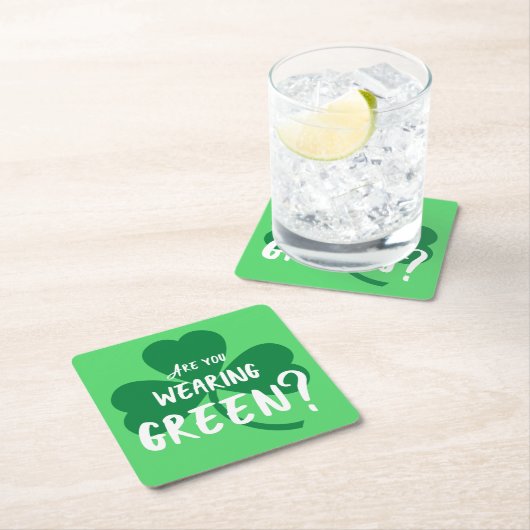 Groen dragen? Shamrock St. Patrick's Day Party Kartonnen Onderzetters (Insitu)